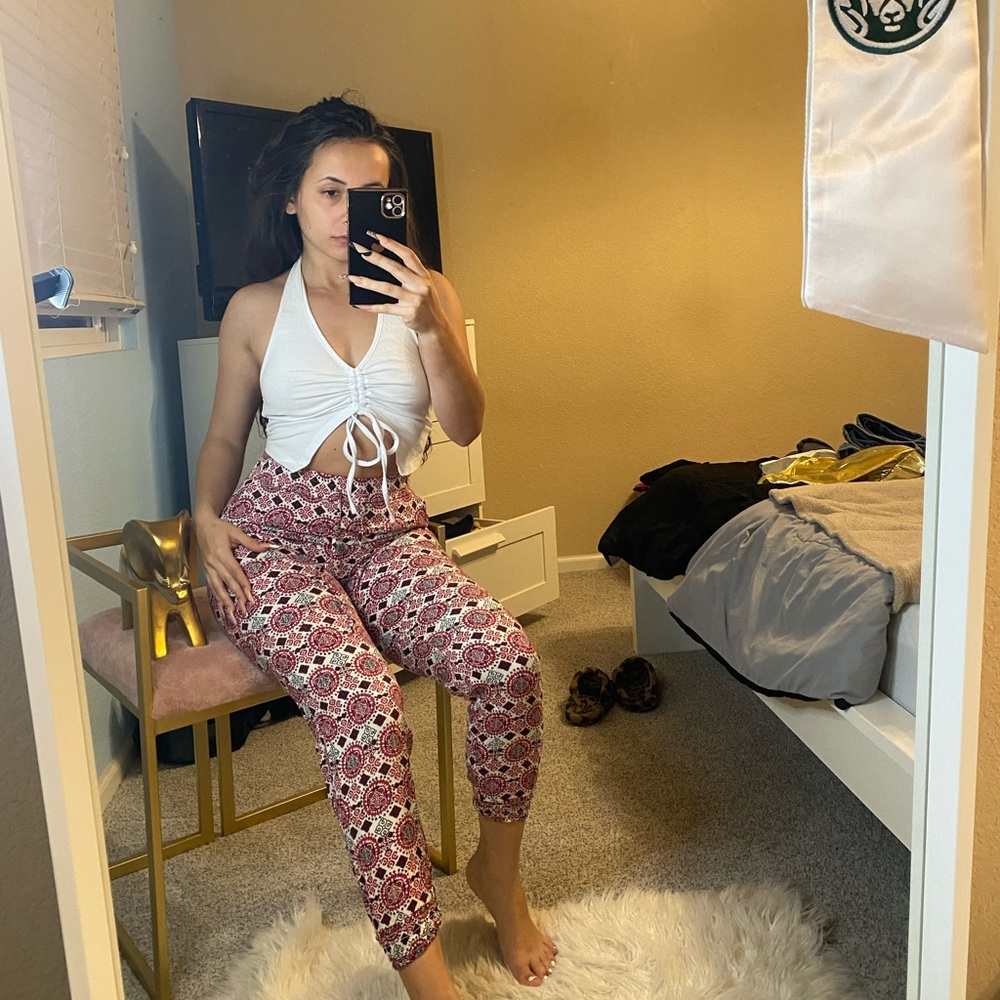 Red abstract joggers